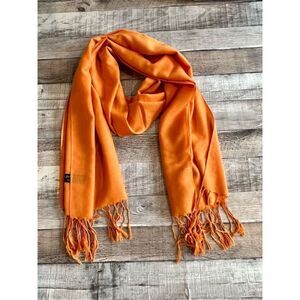 NWT Pashmina Light Orange 100% Viscose Fringed Scarf Wrap 75" x 28"